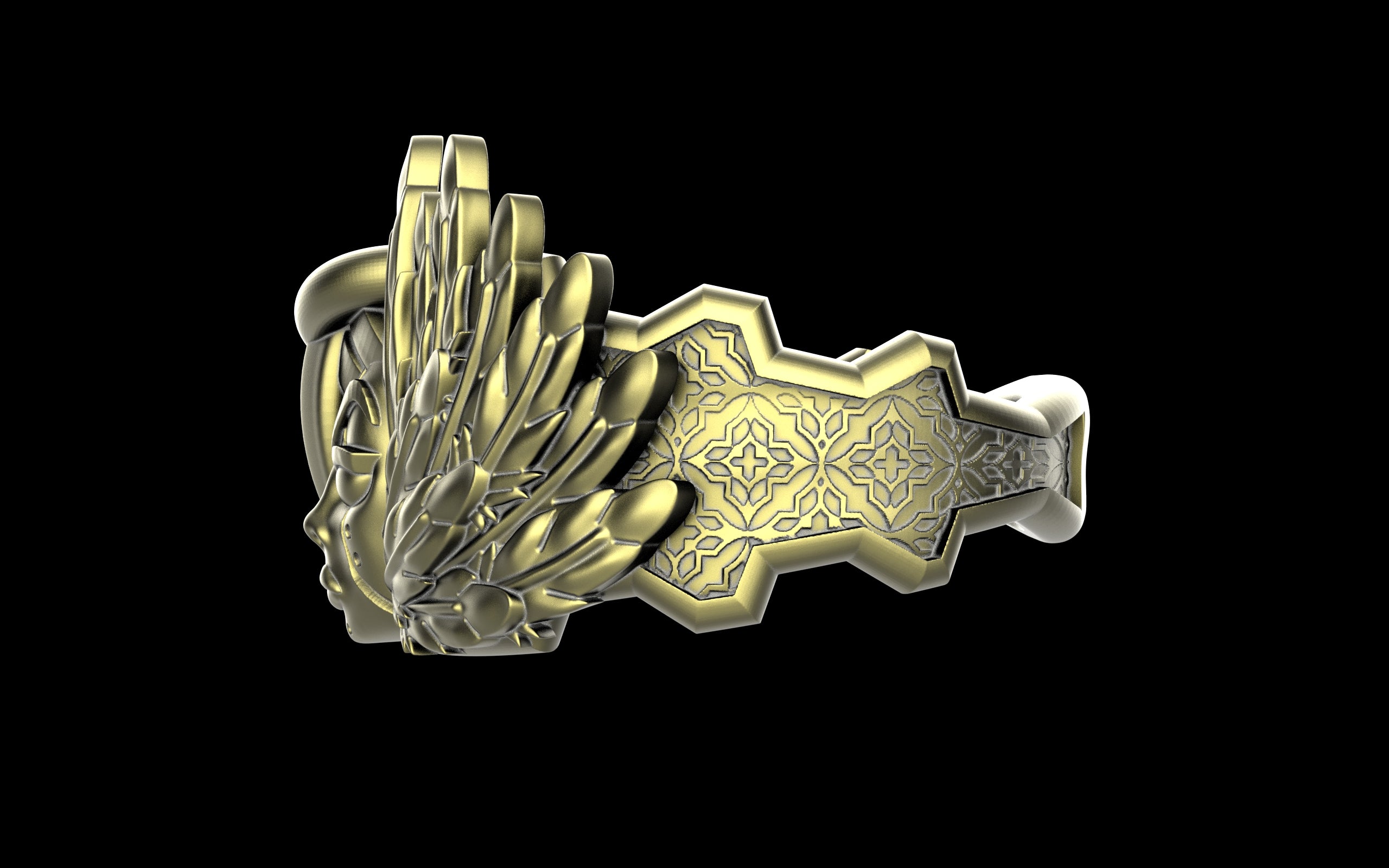 "Kira" Cyberpunk Celestial Angel Ring - Sterling Silver / Brass / Bronze