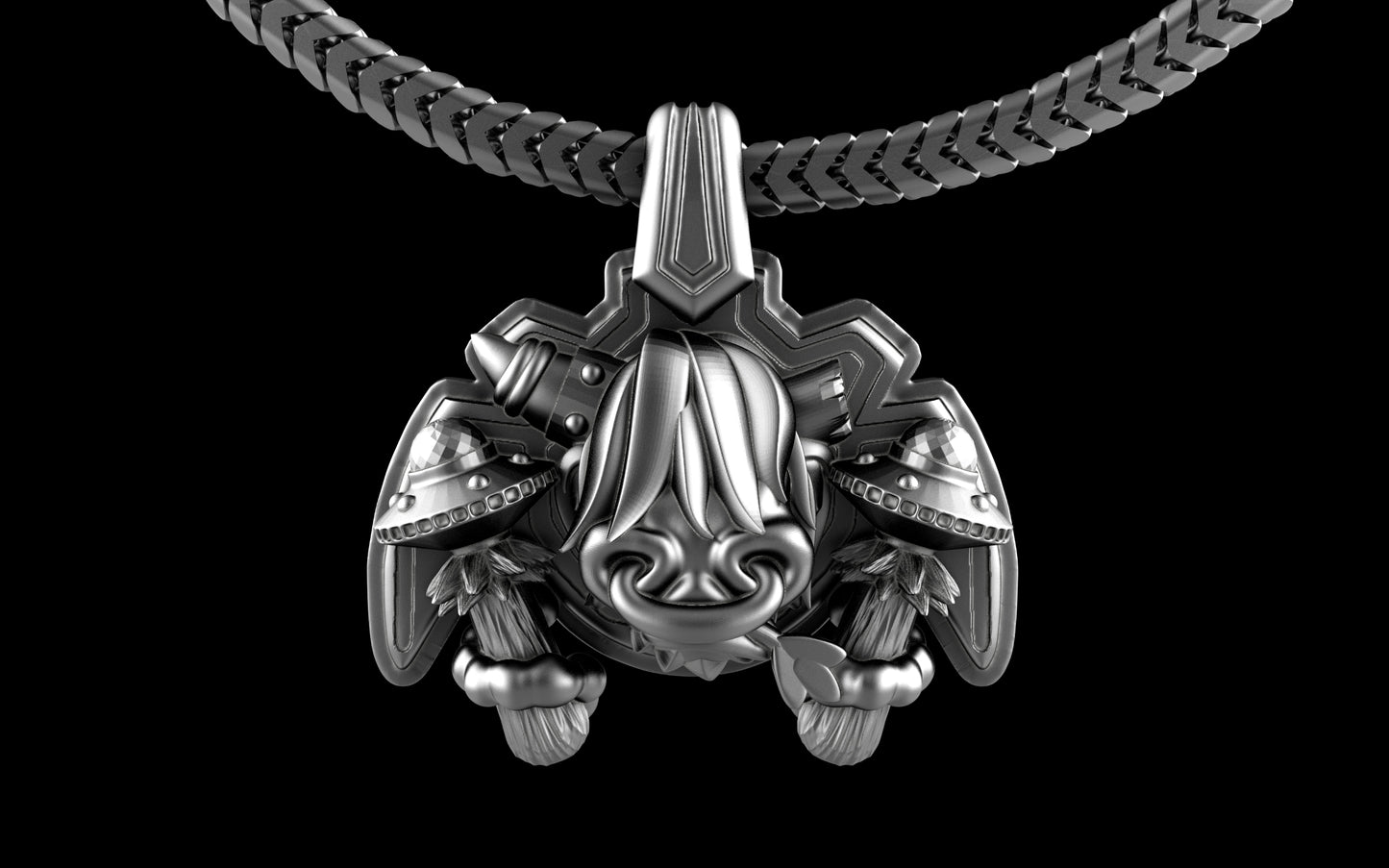 "Maddox" Long-Haired Cow/Bull/Ox with UFO's Pendant with Chain - Sterling Silver / Brass / Bronze