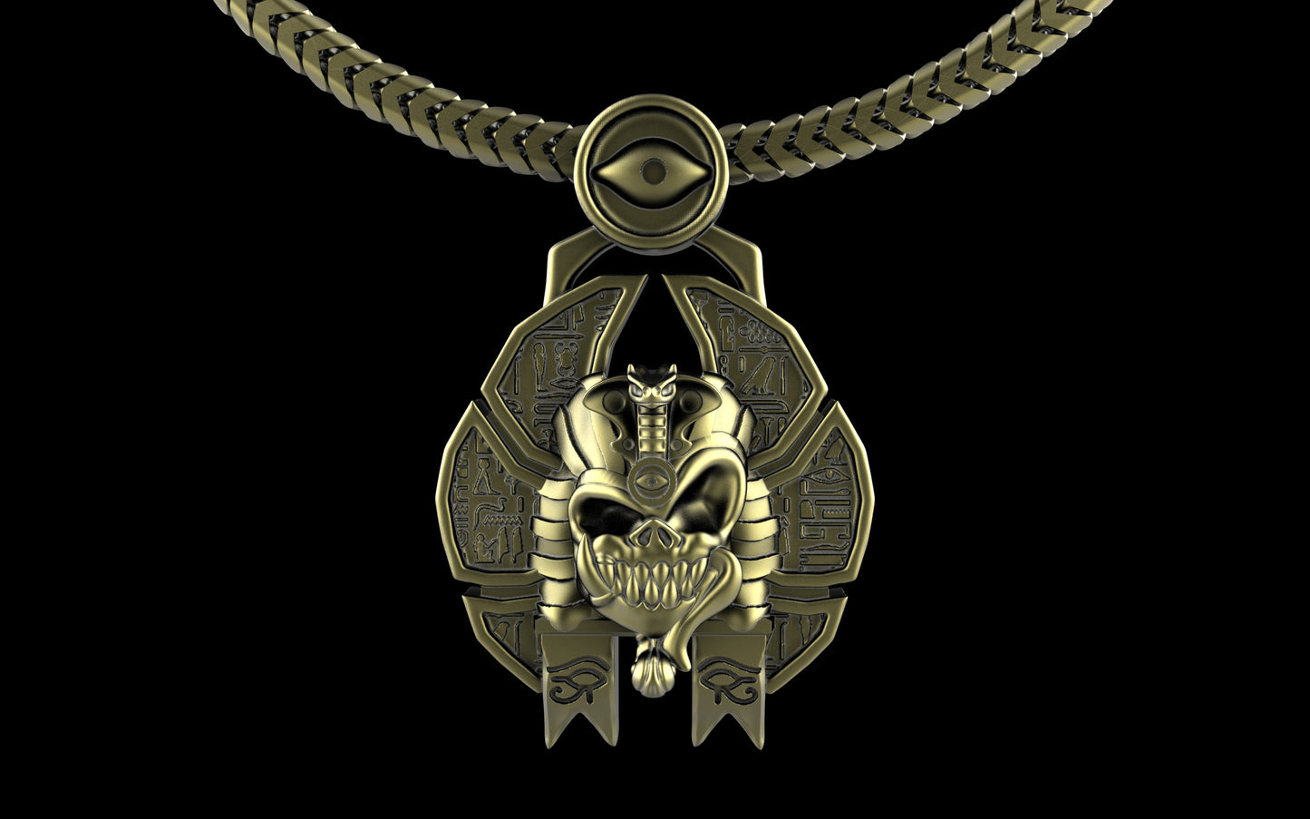 "Nephthys" Undead Egyptian Pharoah Pendant with Chain - Sterling Silver / Brass / Bronze