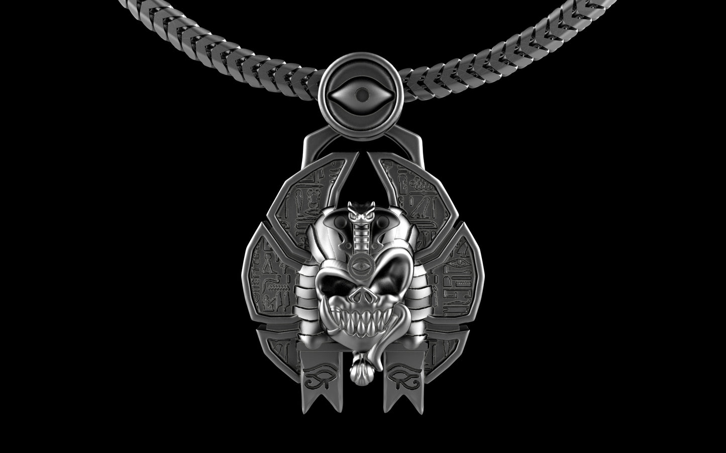 "Nephthys" Undead Egyptian Pharoah Pendant with Chain - Sterling Silver / Brass / Bronze