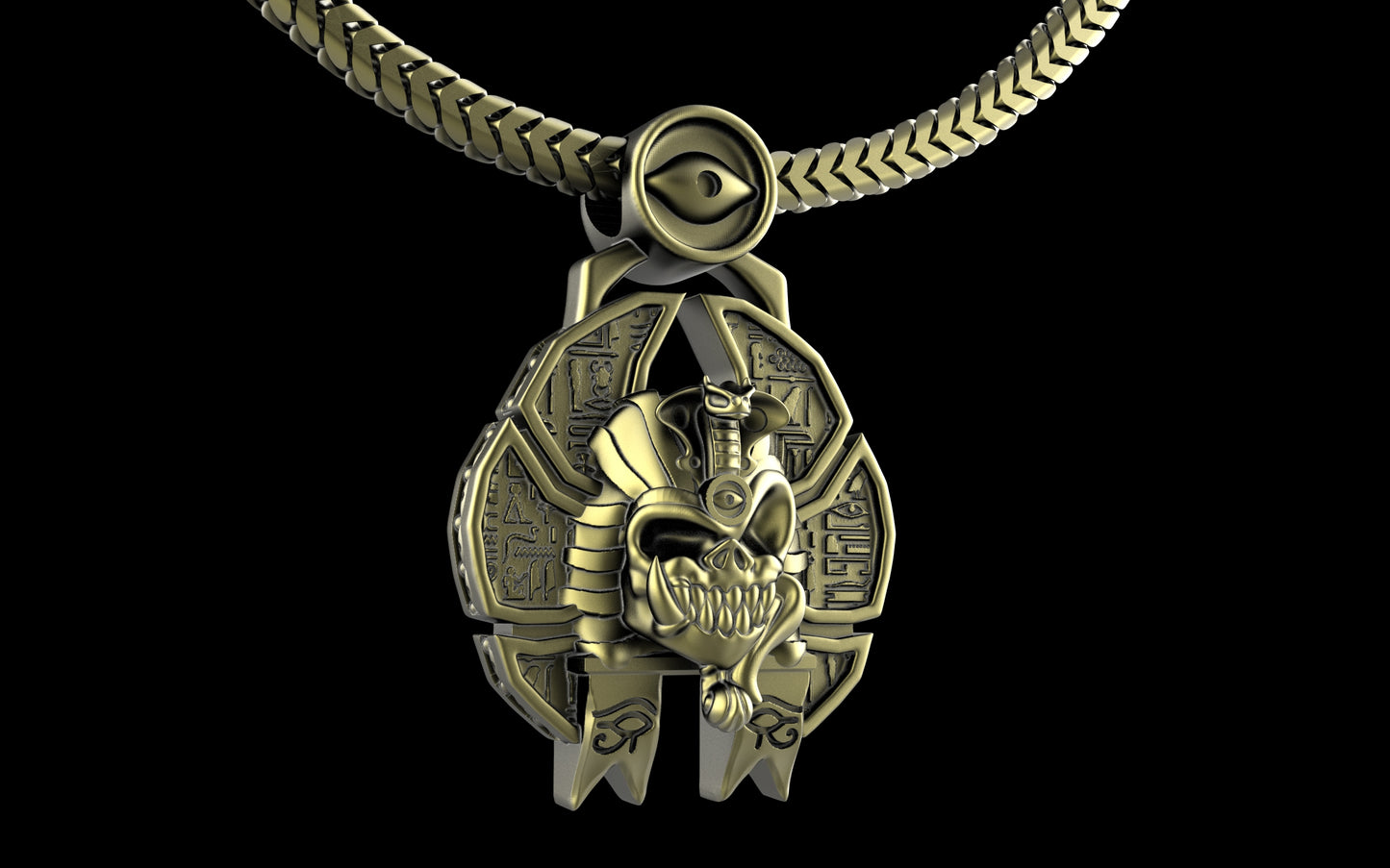 "Nephthys" Undead Egyptian Pharoah Pendant with Chain - Sterling Silver / Brass / Bronze