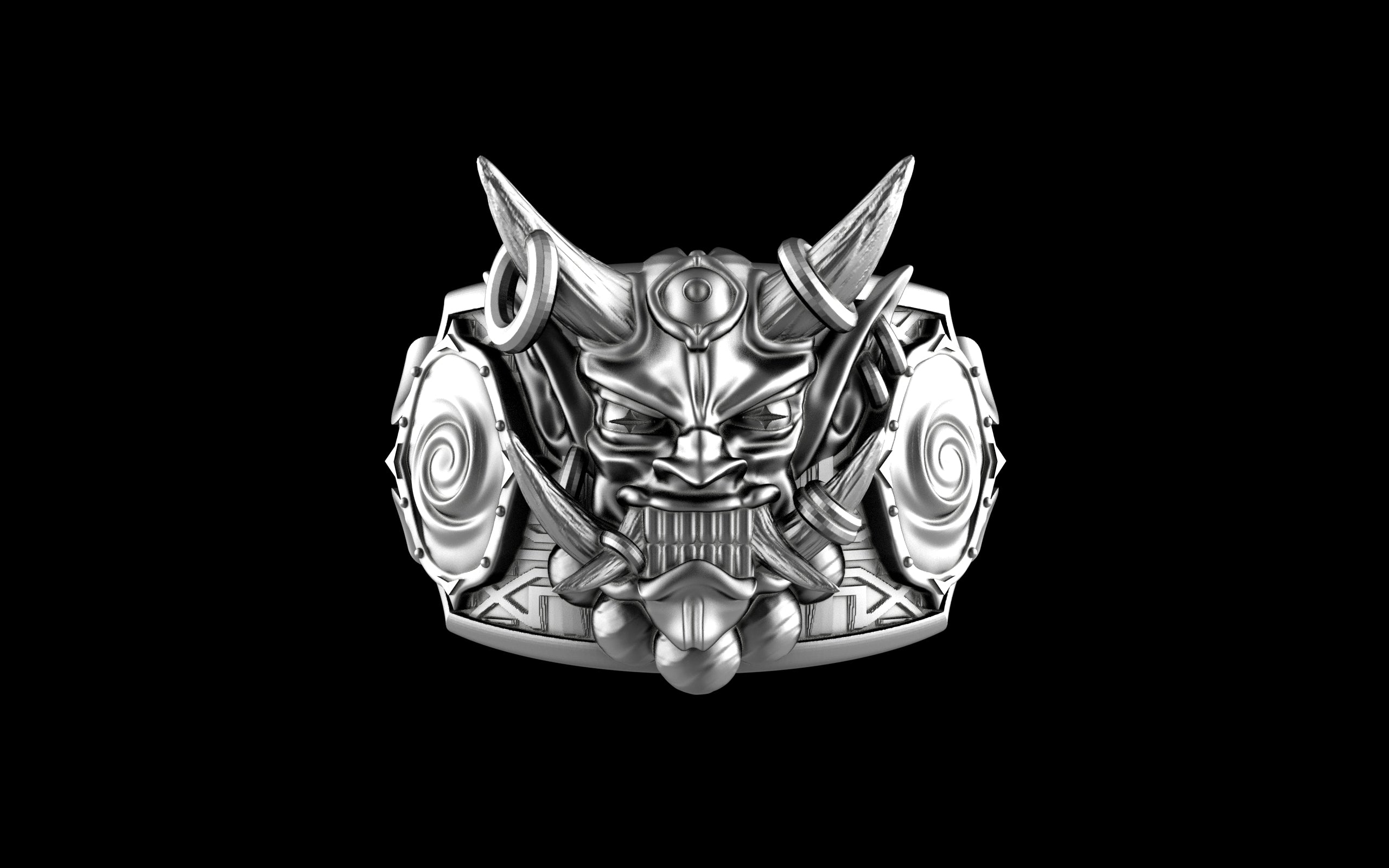 "Um'graf" Japanese Oni/Yokai Demon Ring - Sterling Silver / Brass / Bronze