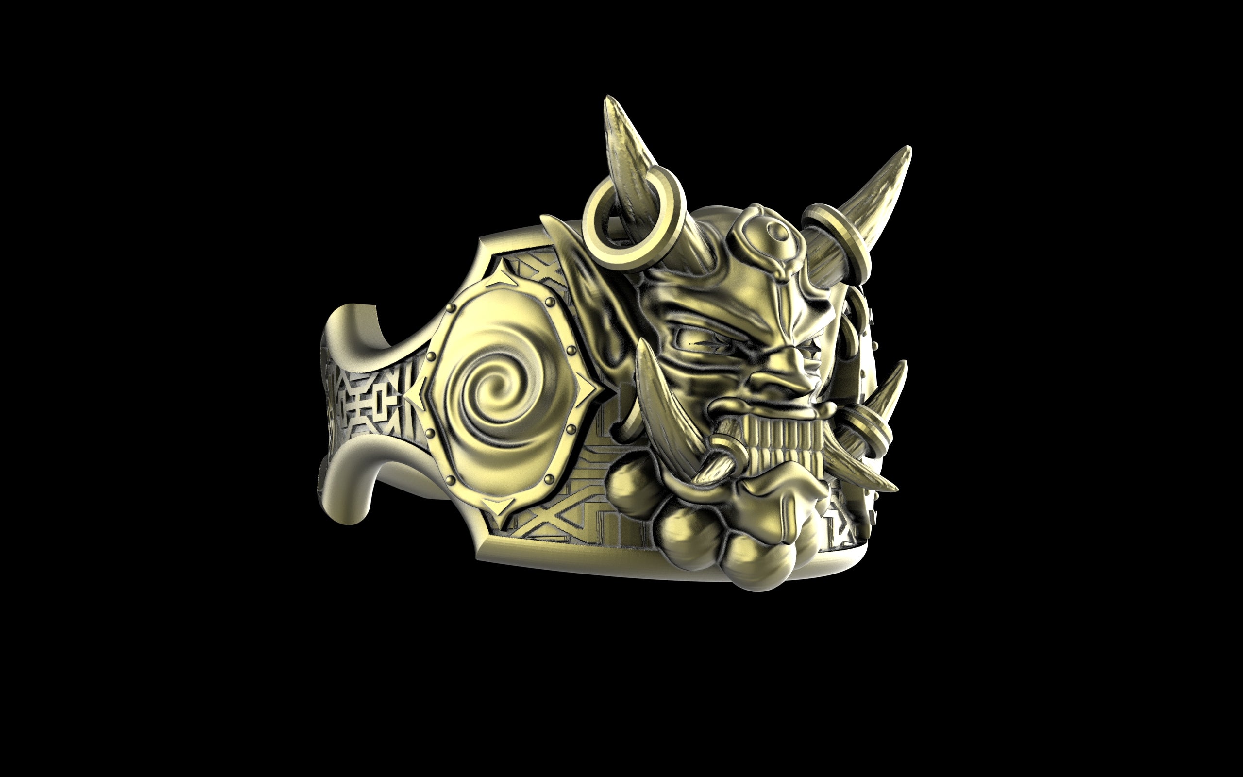 "Um'graf" Japanese Oni/Yokai Demon Ring - Sterling Silver / Brass / Bronze