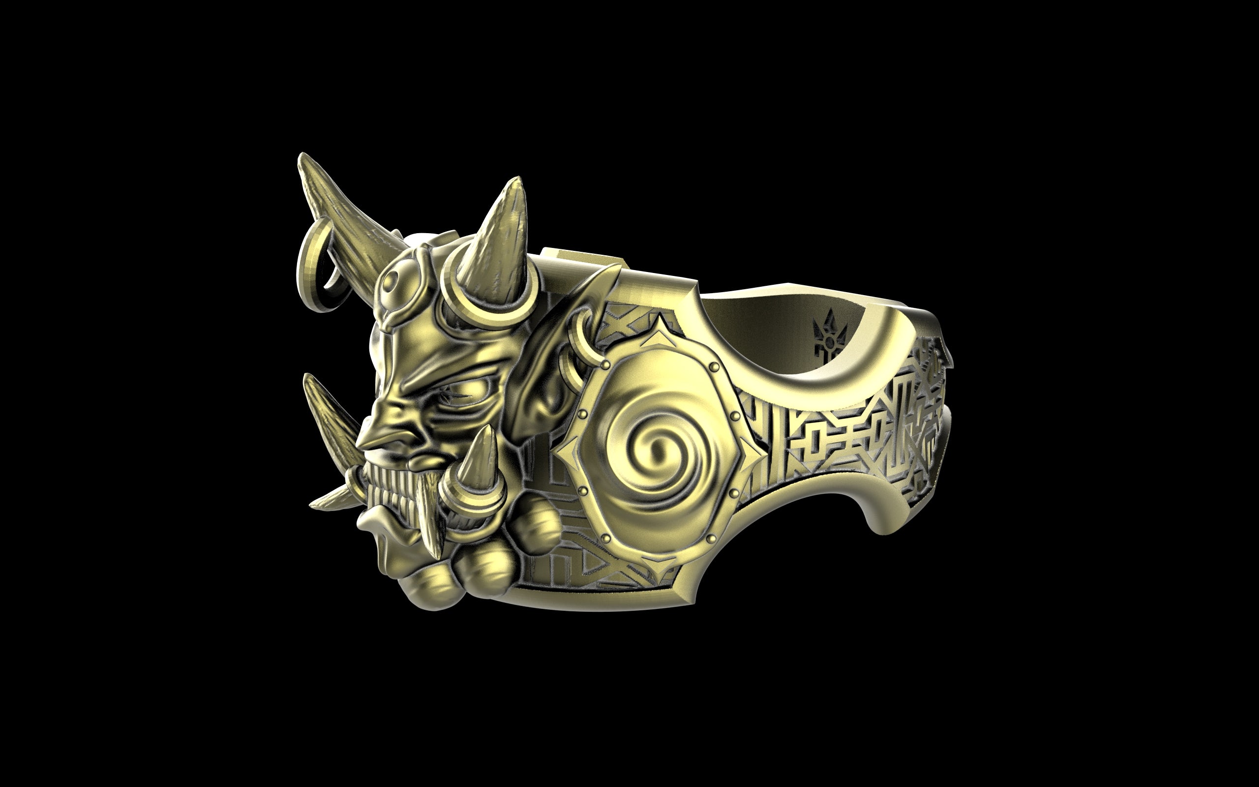 "Um'graf" Japanese Oni/Yokai Demon Ring - Sterling Silver / Brass / Bronze
