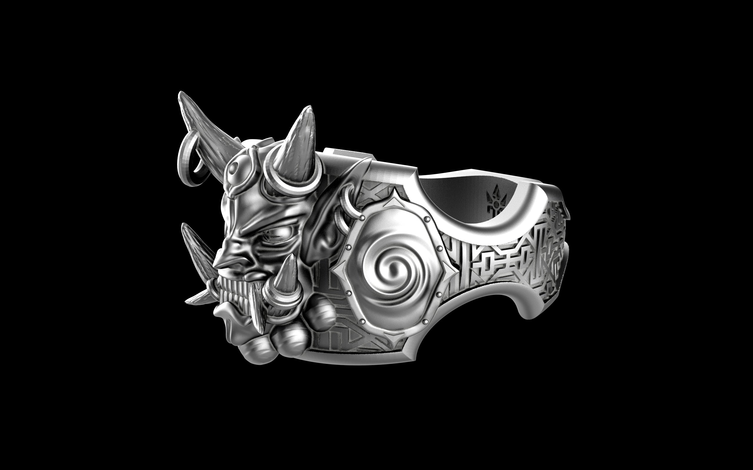 "Um'graf" Japanese Oni/Yokai Demon Ring - Sterling Silver / Brass / Bronze