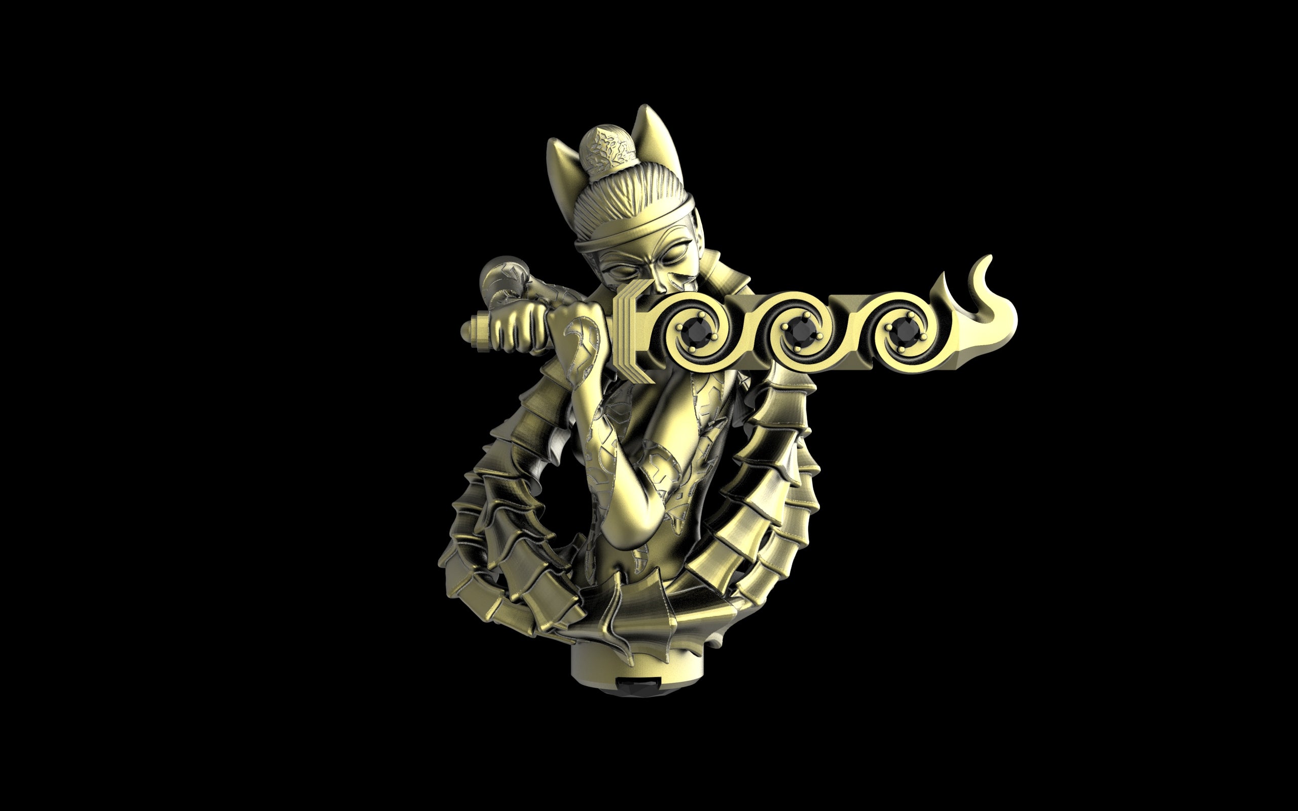 Kitsune Yokai Ghost Spirit Samurai Fox Assassin Ninja Sculpture