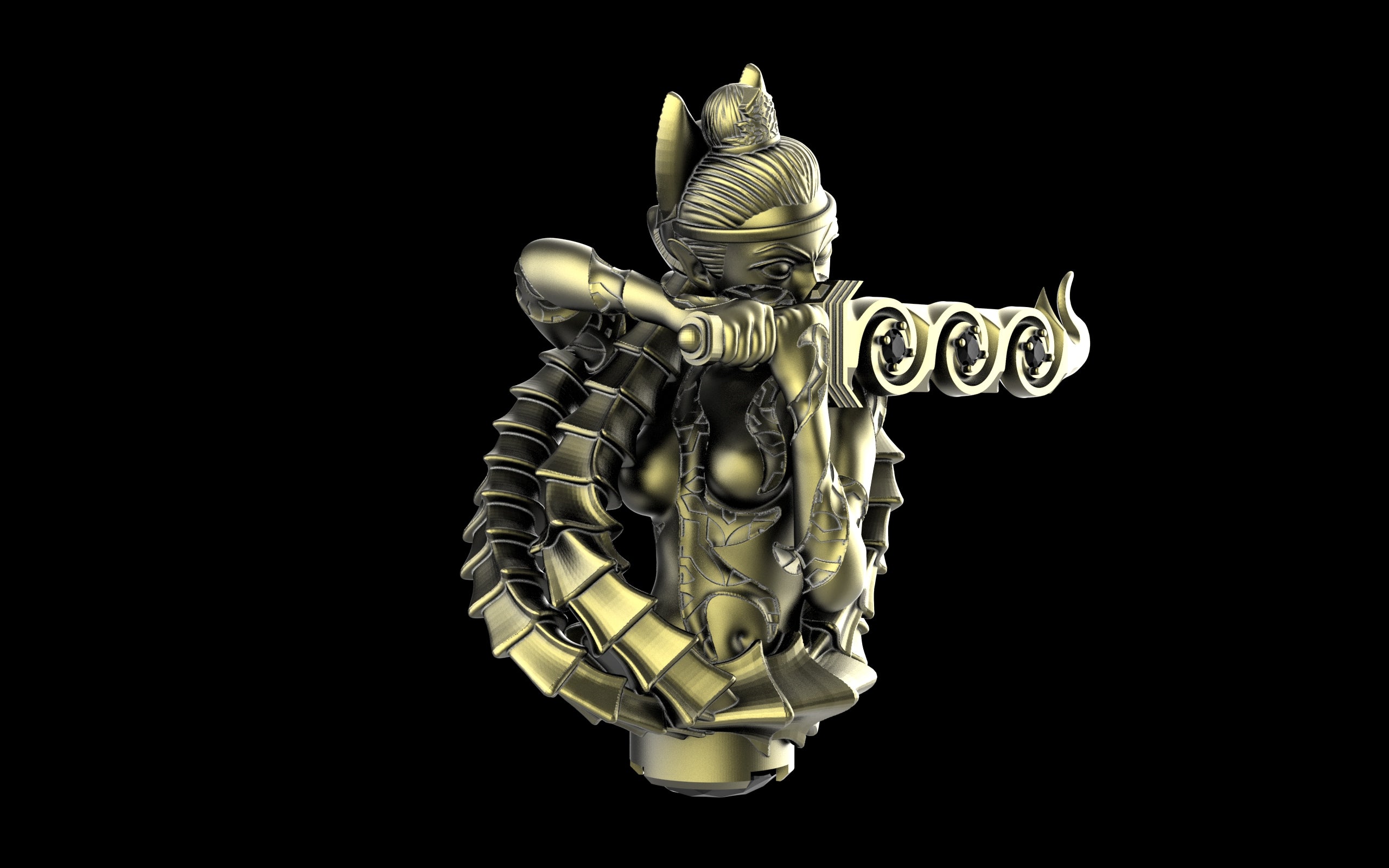 Kitsune Yokai Ghost Spirit Samurai Fox Assassin Ninja Sculpture