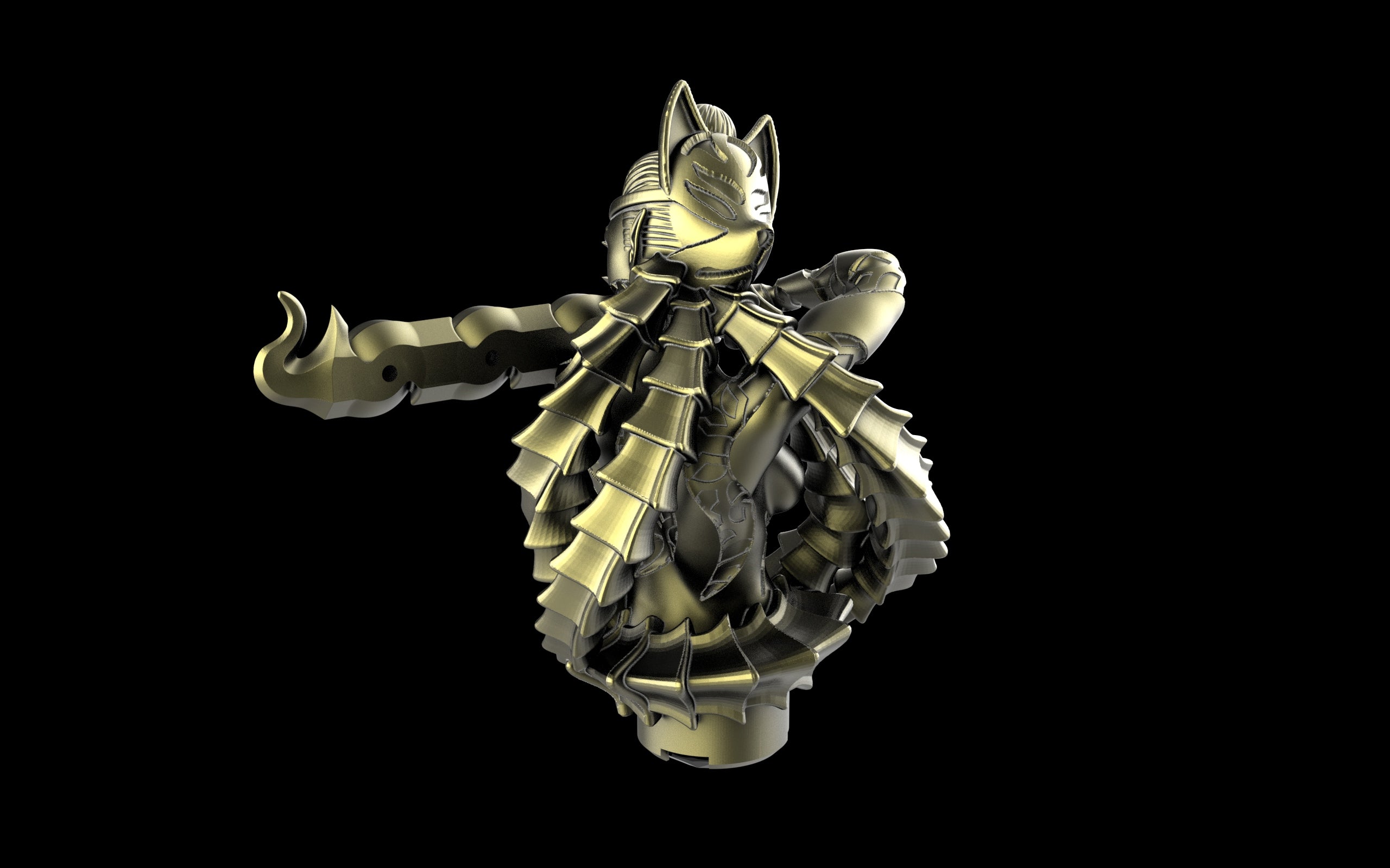 Kitsune Yokai Ghost Spirit Samurai Fox Assassin Ninja Sculpture