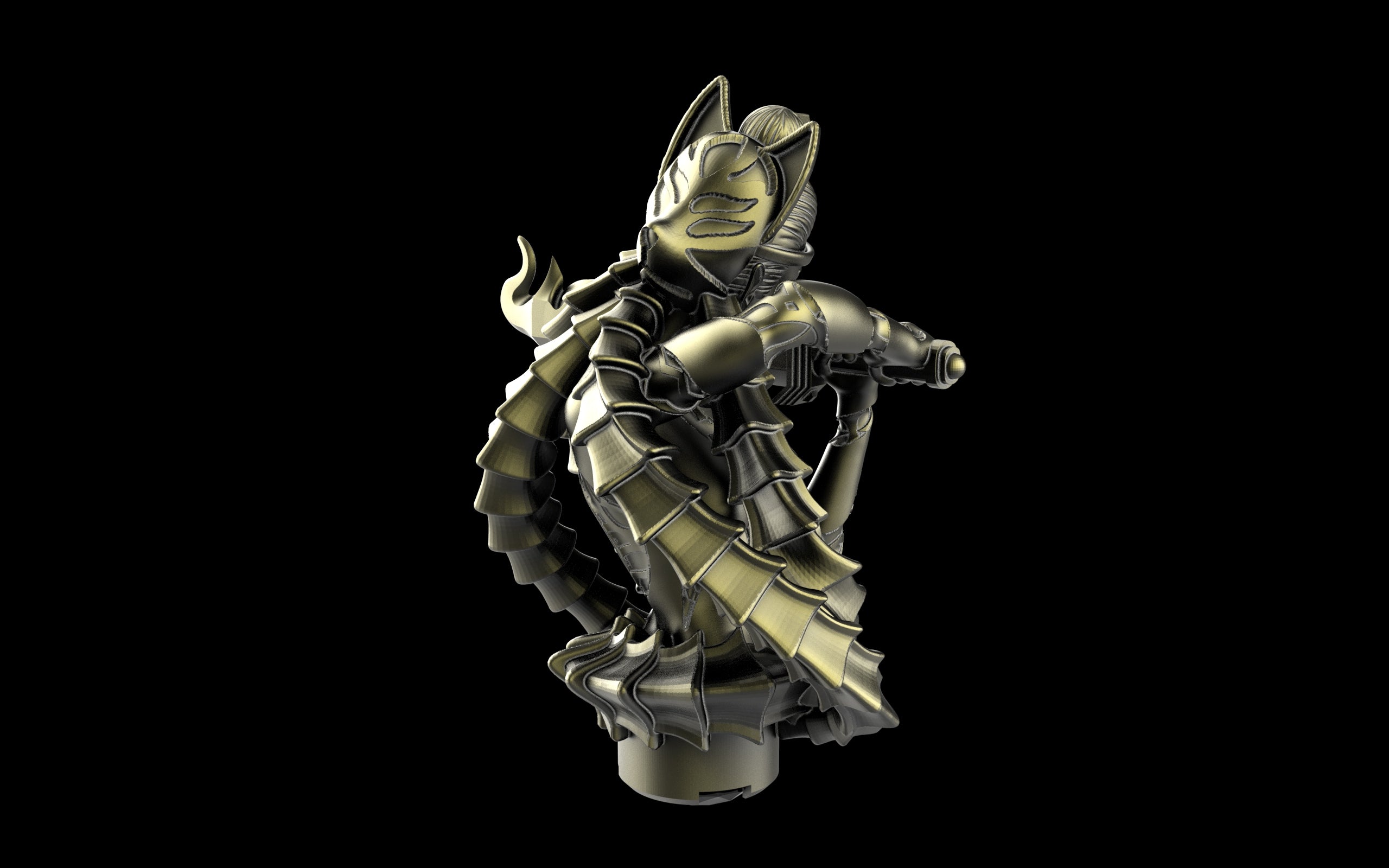 Kitsune Yokai Ghost Spirit Samurai Fox Assassin Ninja Sculpture