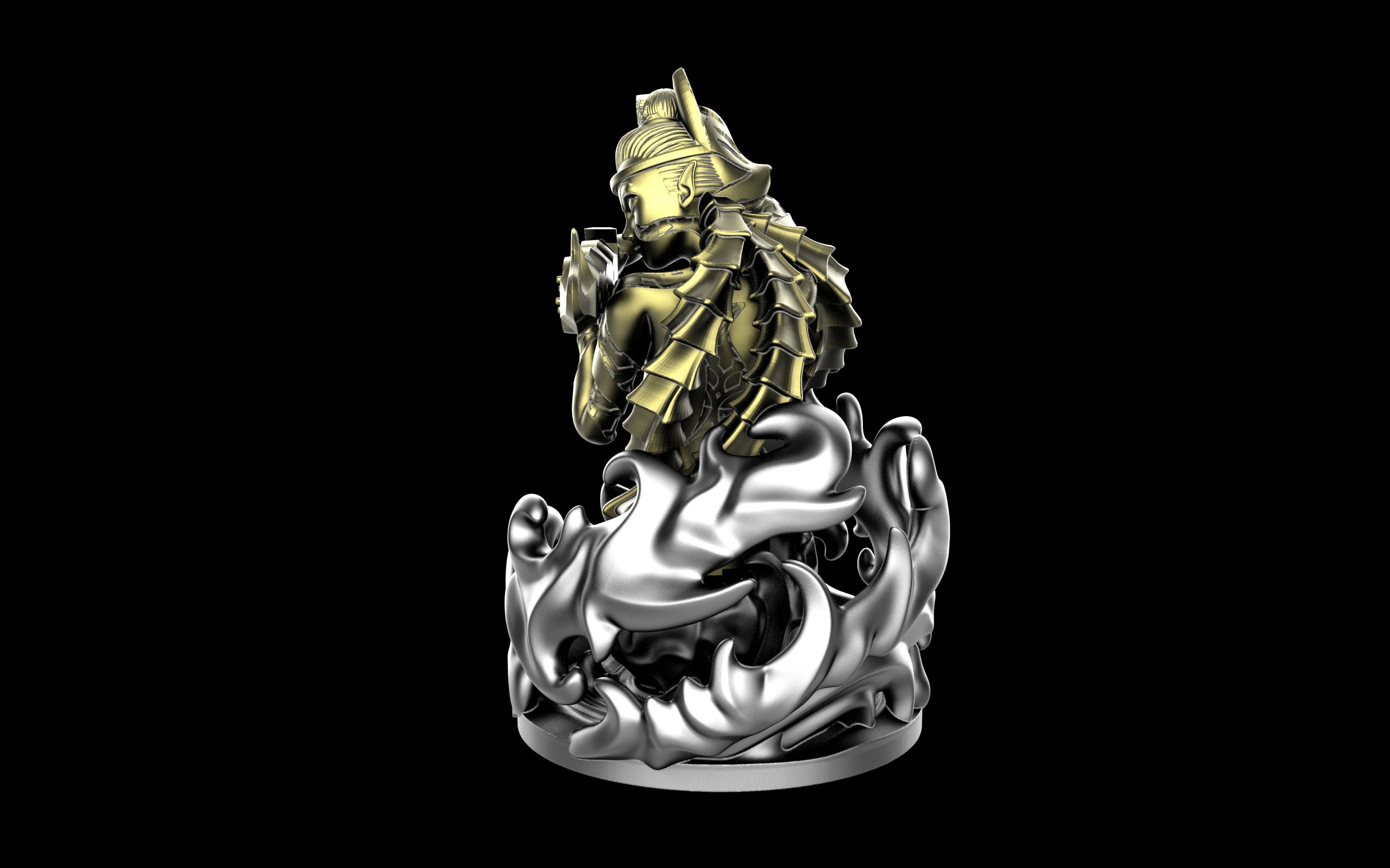 Kitsune Yokai Ghost Spirit Samurai Fox Assassin Ninja Sculpture