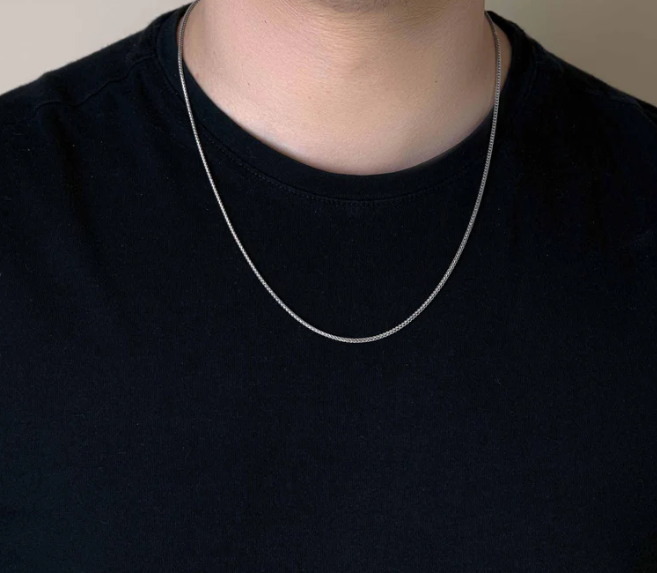 Rhodium Plated / Sterling Silver (.925) Franco Chain