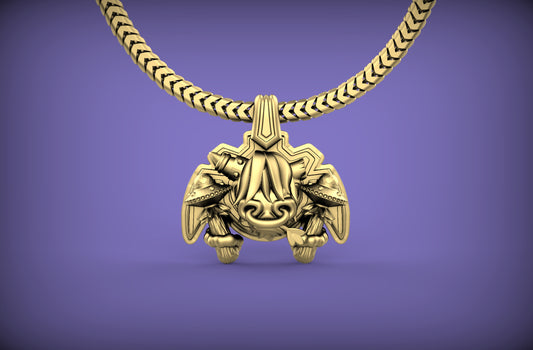 "Maddox" Long-Haired Cow/Bull/Ox with UFO's Pendant with Chain - Sterling Silver / Brass / Bronze