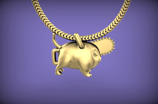 Pochita from Chainsaw Man Manga/Anime - Pendant with Chain - Sterling Silver / Brass / Bronze