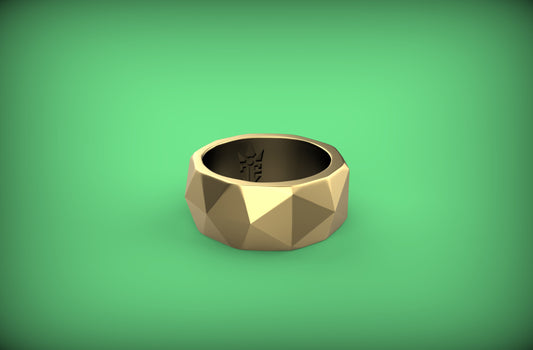 Low Poly Band/Signet Ring - Sterling Silver / Brass