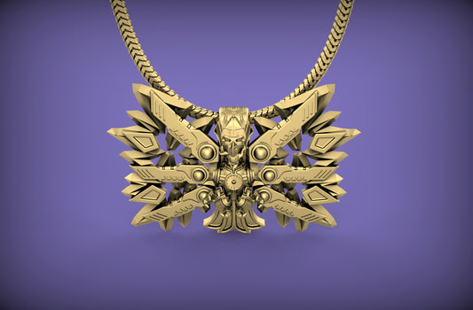 "Tachyon" Biomechanical Eagle/Falcon Pendant with Chain - Sterling Silver / Brass / Bronze