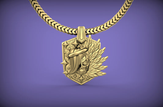 "Kira" Cyberpunk Celestial Angel Pendant with Chain - Sterling Silver / Brass / Bronze