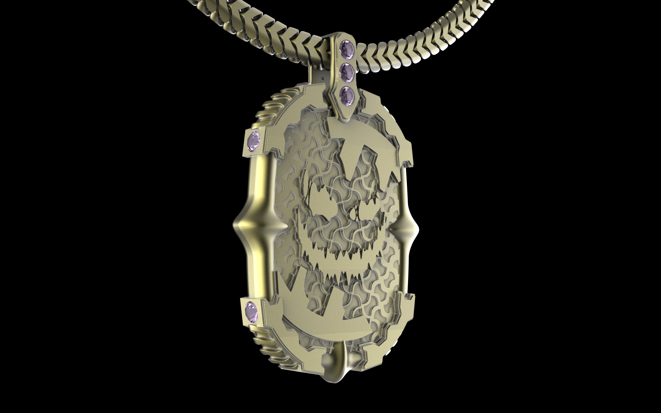 "Dissipation Error" Biomechanical Cyberpunk Pendant with Chain - Sterling Silver / Brass / Bronze
