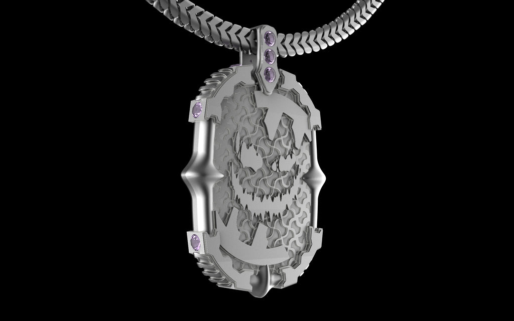 "Dissipation Error" Biomechanical Cyberpunk Pendant with Chain - Sterling Silver / Brass / Bronze