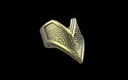 "Amneil" Future Tribal Patterned Symmetrical Ring - Sterling Silver / Brass