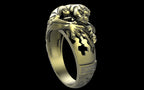 "Hikaru" Cyberpunk Jaguar Ring with Psychedelic Pattern Inlay - Sterling Silver / Brass / Bronze