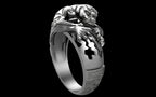 "Hikaru" Cyberpunk Jaguar Ring with Psychedelic Pattern Inlay - Sterling Silver / Brass / Bronze