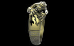 "Hikaru" Cyberpunk Jaguar Ring with Psychedelic Pattern Inlay - Sterling Silver / Brass / Bronze