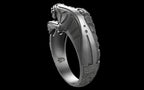 "Hikaru" Cyberpunk Jaguar Ring with Psychedelic Pattern Inlay - Sterling Silver / Brass / Bronze