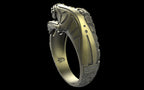 "Hikaru" Cyberpunk Jaguar Ring with Psychedelic Pattern Inlay - Sterling Silver / Brass / Bronze