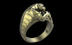 "Hikaru" Cyberpunk Jaguar Ring with Psychedelic Pattern Inlay - Sterling Silver / Brass / Bronze