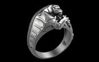 "Hikaru" Cyberpunk Jaguar Ring with Psychedelic Pattern Inlay - Sterling Silver / Brass / Bronze