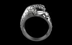 "Hikaru" Cyberpunk Jaguar Ring with Psychedelic Pattern Inlay - Sterling Silver / Brass / Bronze