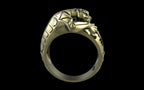 "Hikaru" Cyberpunk Jaguar Ring with Psychedelic Pattern Inlay - Sterling Silver / Brass / Bronze