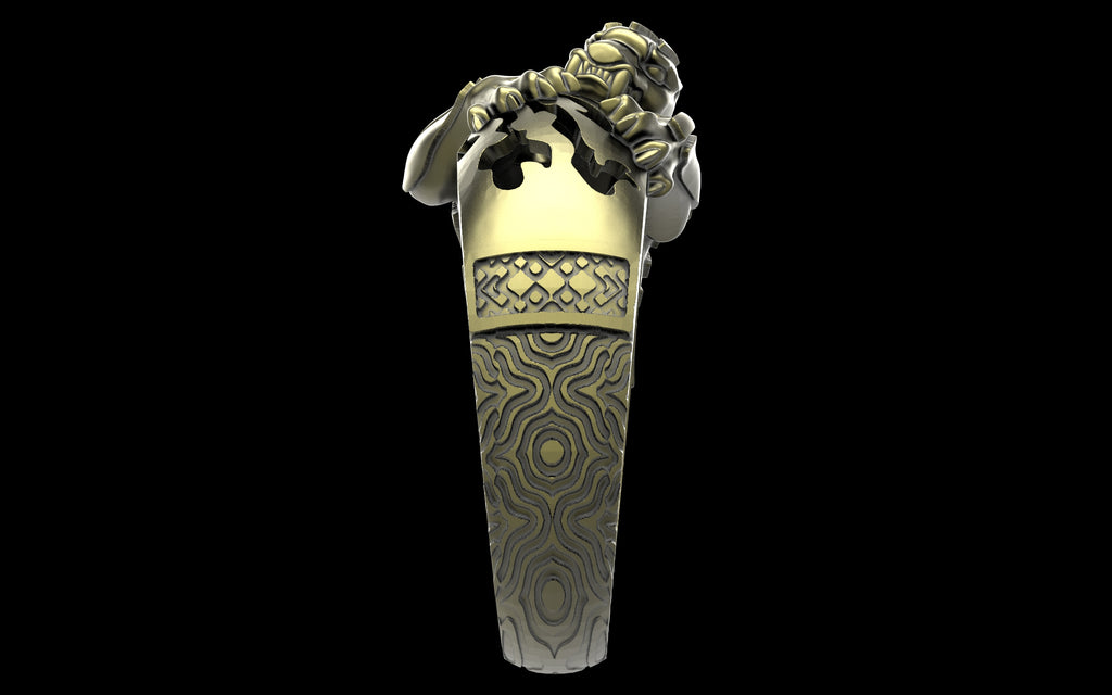 "Hikaru" Cyberpunk Jaguar Ring with Psychedelic Pattern Inlay - Sterling Silver / Brass / Bronze