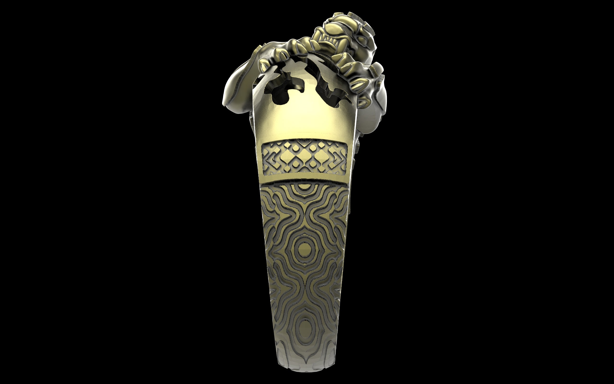 "Hikaru" Cyberpunk Jaguar Ring with Psychedelic Pattern Inlay - Sterling Silver / Brass / Bronze