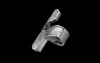 "Hydreia" Future Tribal Patterned Asymmetrical Ring - Sterling Silver / Brass / Bronze