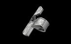 "Hydreia" Future Tribal Patterned Asymmetrical Ring - Sterling Silver / Brass / Bronze