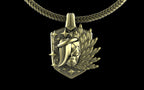 "Kira" Cyberpunk Celestial Angel Pendant with Chain - Sterling Silver / Brass / Bronze
