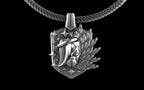 "Kira" Cyberpunk Celestial Angel Pendant with Chain - Sterling Silver / Brass / Bronze