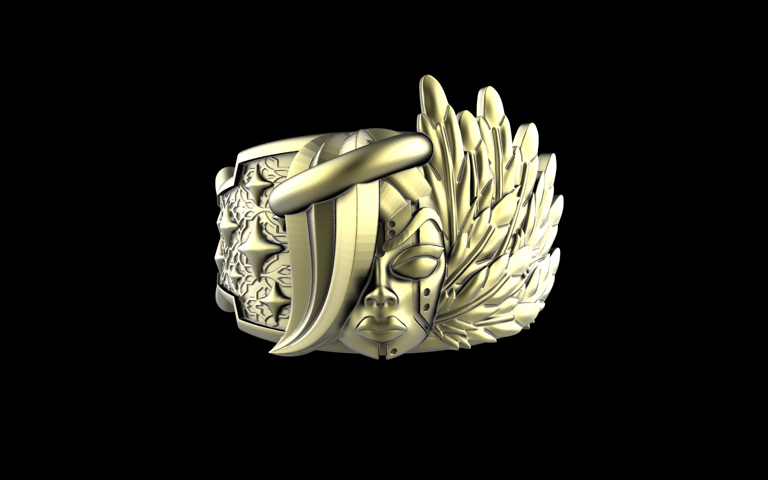 "Kira" Cyberpunk Celestial Angel Ring - Sterling Silver / Brass / Bronze