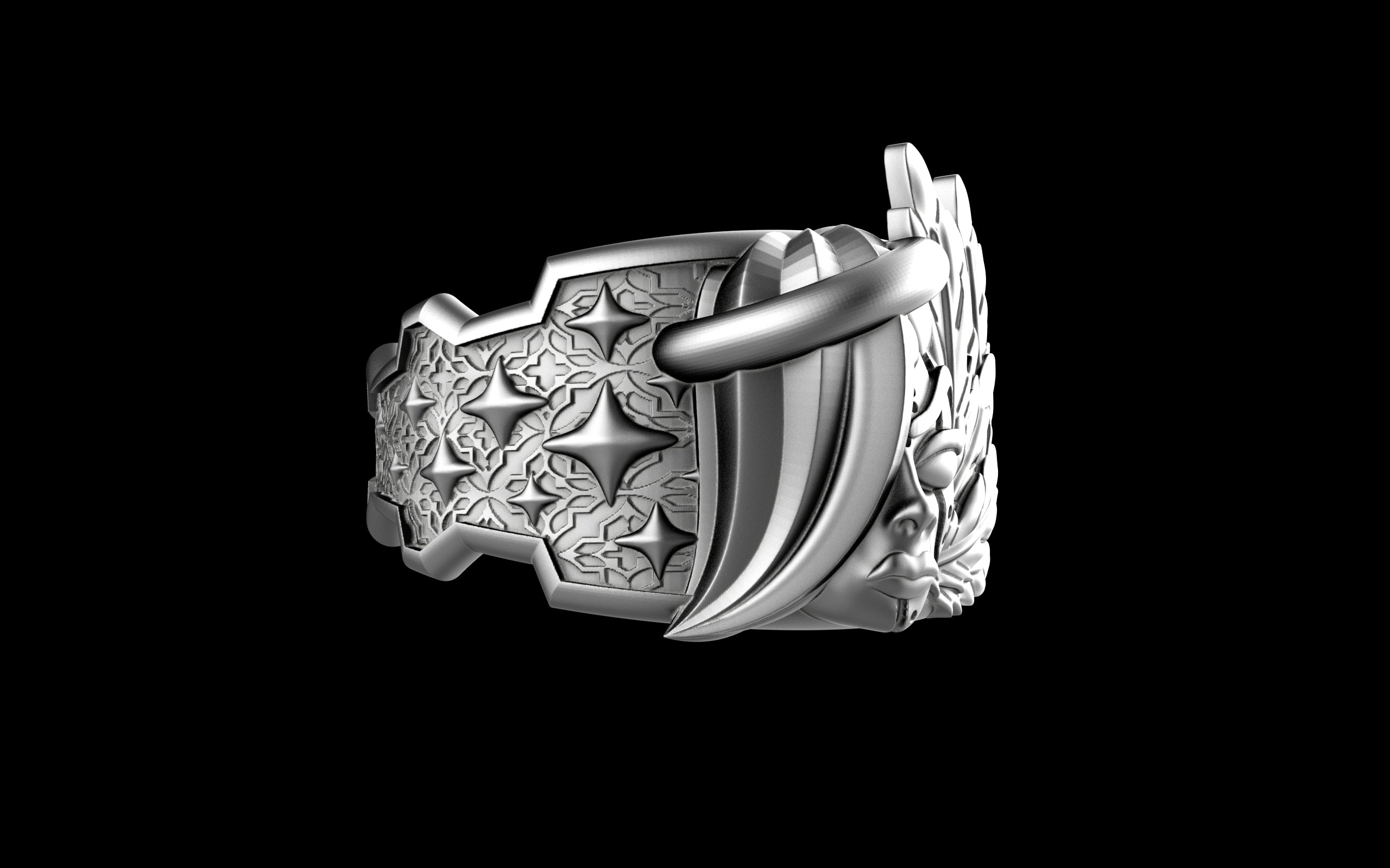 "Kira" Cyberpunk Celestial Angel Ring - Sterling Silver / Brass / Bronze