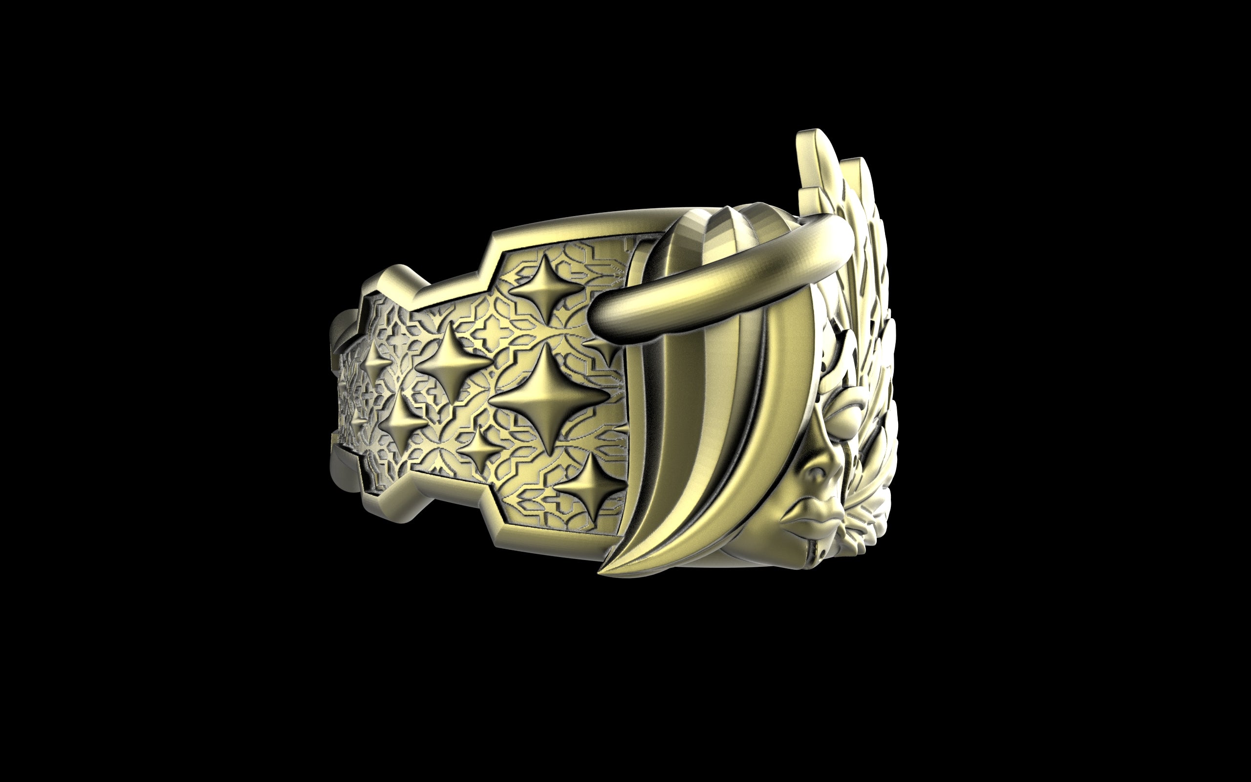 "Kira" Cyberpunk Celestial Angel Ring - Sterling Silver / Brass / Bronze