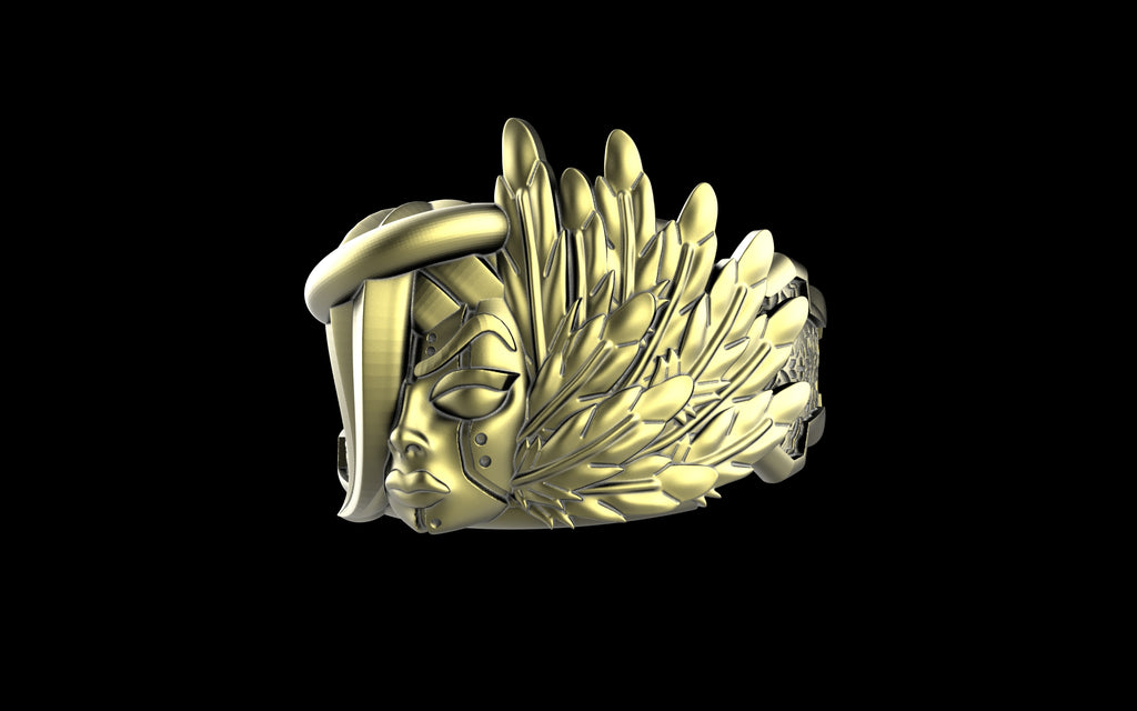 "Kira" Cyberpunk Celestial Angel Ring - Sterling Silver / Brass / Bronze