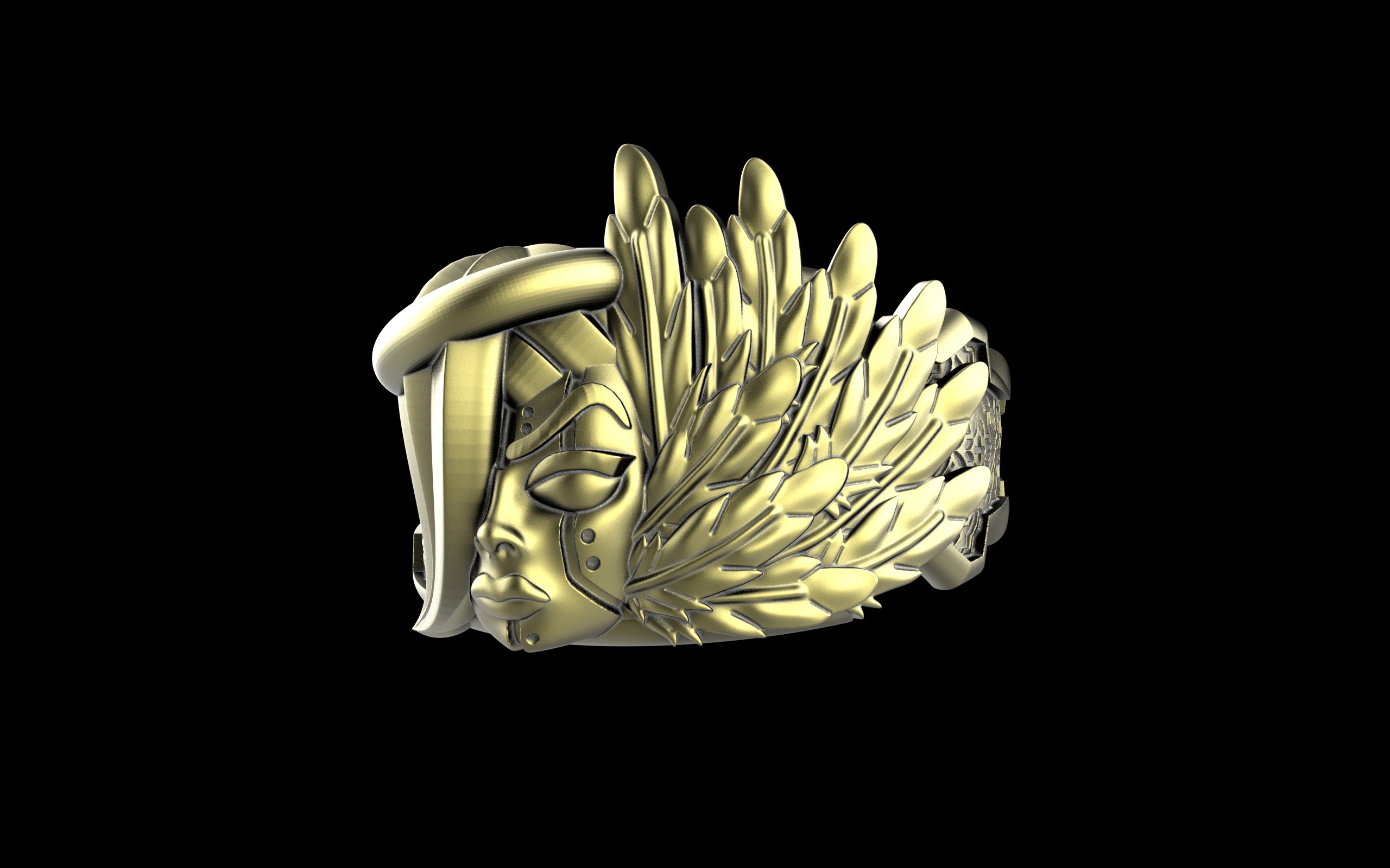 "Kira" Cyberpunk Celestial Angel Ring - Sterling Silver / Brass / Bronze
