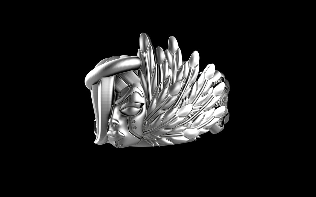 "Kira" Cyberpunk Celestial Angel Ring - Sterling Silver / Brass / Bronze