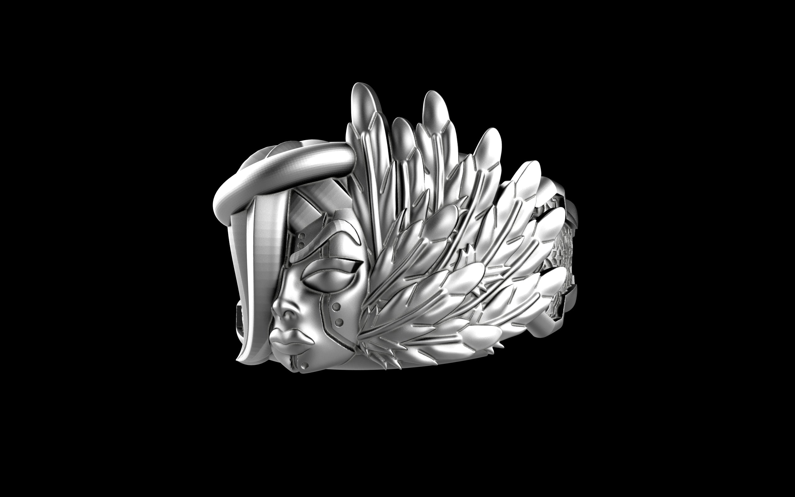 "Kira" Cyberpunk Celestial Angel Ring - Sterling Silver / Brass / Bronze