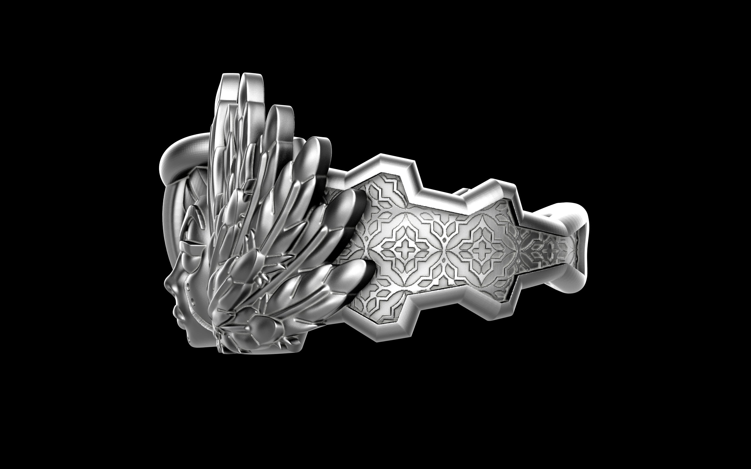 "Kira" Cyberpunk Celestial Angel Ring - Sterling Silver / Brass / Bronze