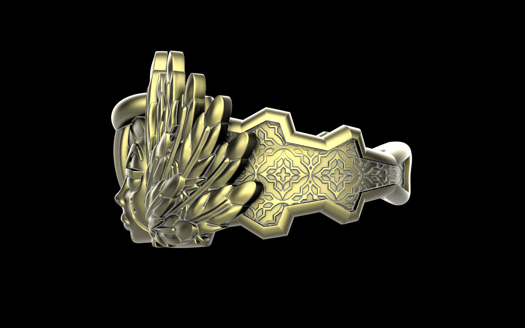"Kira" Cyberpunk Celestial Angel Ring - Sterling Silver / Brass / Bronze