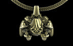 "Maddox" Long-Haired Cow/Bull/Ox with UFO's Pendant with Chain - Sterling Silver / Brass / Bronze