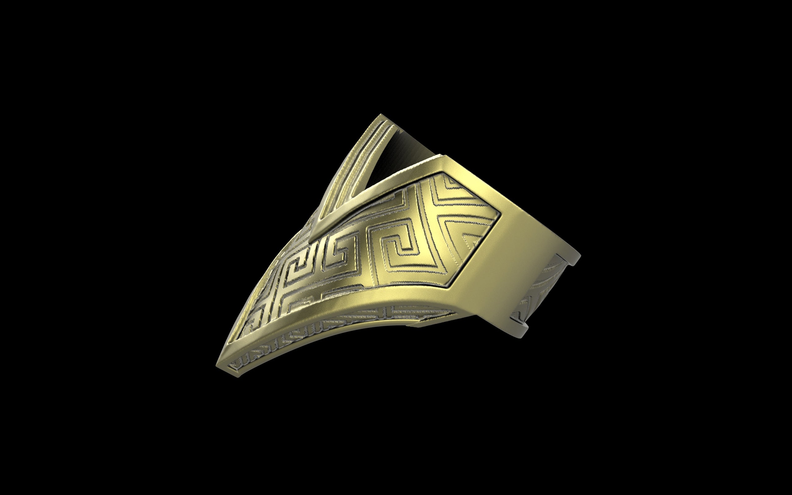 "Amneil" Future Tribal Patterned Symmetrical Ring - Sterling Silver / Brass