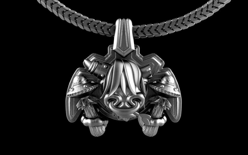 "Maddox" Long-Haired Cow/Bull/Ox with UFO's Pendant with Chain - Sterling Silver / Brass / Bronze